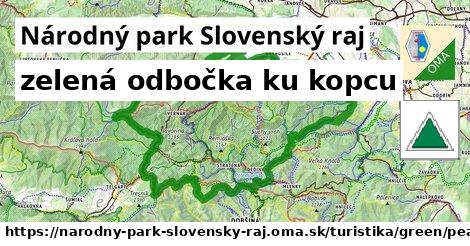 Národný park Slovenský raj Turistické trasy zelená odbočka ku kopcu