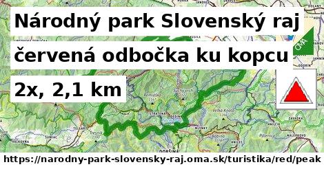 Národný park Slovenský raj Turistické trasy červená odbočka ku kopcu