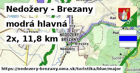 Nedožery - Brezany Turistické trasy modrá hlavná