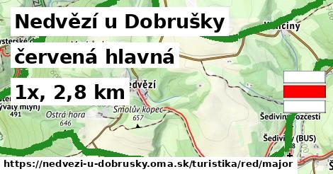 Nedvězí u Dobrušky Turistické trasy červená hlavná