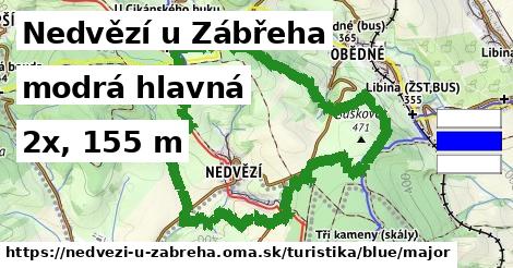 Nedvězí u Zábřeha Turistické trasy modrá hlavná