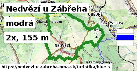 Nedvězí u Zábřeha Turistické trasy modrá 