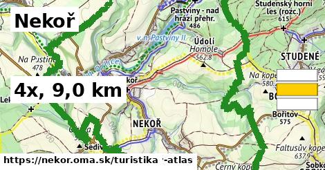 Nekoř Turistické trasy  