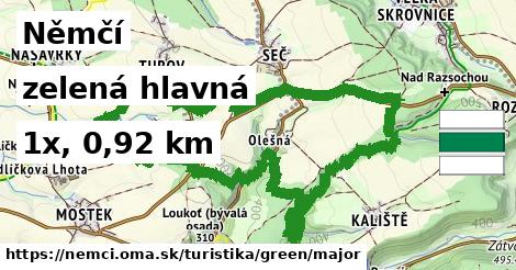 Němčí Turistické trasy zelená hlavná