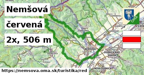 Nemšová Turistické trasy červená 