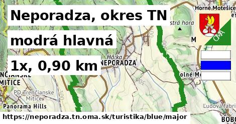 Neporadza, okres TN Turistické trasy modrá hlavná