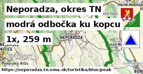 Neporadza, okres TN Turistické trasy modrá odbočka ku kopcu