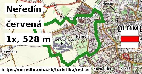 Neředín Turistické trasy červená 