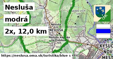 Nesluša Turistické trasy modrá 