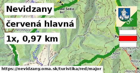 Nevidzany Turistické trasy červená hlavná