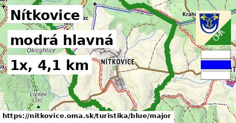 Nítkovice Turistické trasy modrá hlavná