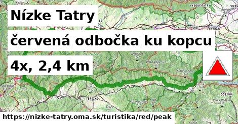 Nízke Tatry Turistické trasy červená odbočka ku kopcu