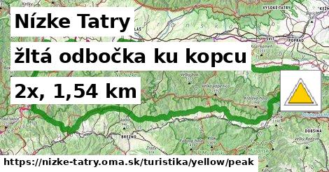Nízke Tatry Turistické trasy žltá odbočka ku kopcu
