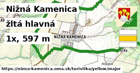 Nižná Kamenica Turistické trasy žltá hlavná