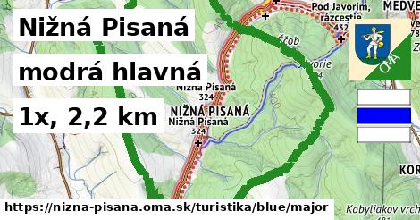 Nižná Pisaná Turistické trasy modrá hlavná