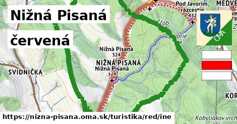 Nižná Pisaná Turistické trasy červená iná