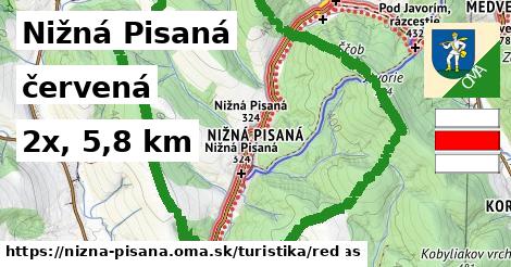 Nižná Pisaná Turistické trasy červená 