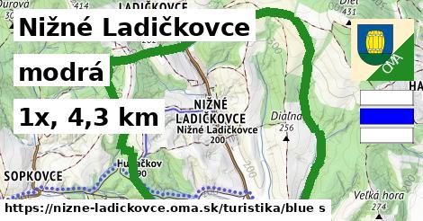 Nižné Ladičkovce Turistické trasy modrá 