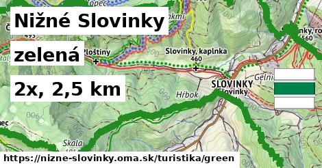 Nižné Slovinky Turistické trasy zelená 