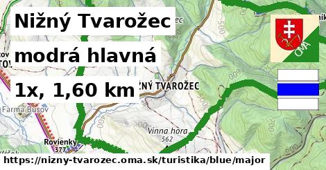 Nižný Tvarožec Turistické trasy modrá hlavná