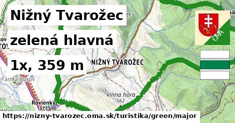 Nižný Tvarožec Turistické trasy zelená hlavná