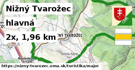 Nižný Tvarožec Turistické trasy hlavná 