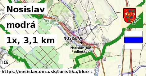 Nosislav Turistické trasy modrá 