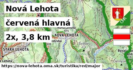 Nová Lehota Turistické trasy červená hlavná