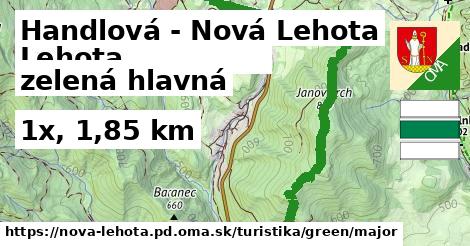 Handlová - Nová Lehota Turistické trasy zelená hlavná