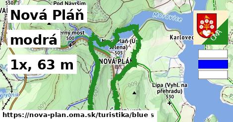 Nová Pláň Turistické trasy modrá 