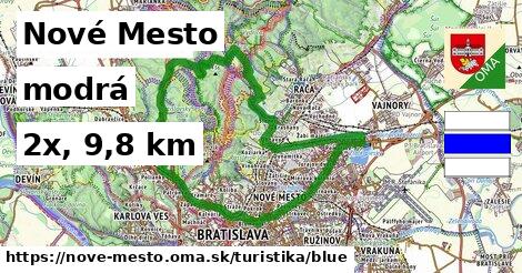 Nové Mesto Turistické trasy modrá 