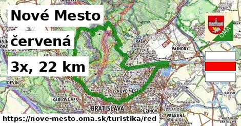 Nové Mesto Turistické trasy červená 