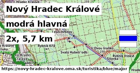 Nový Hradec Králové Turistické trasy modrá hlavná
