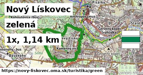 Nový Lískovec Turistické trasy zelená 