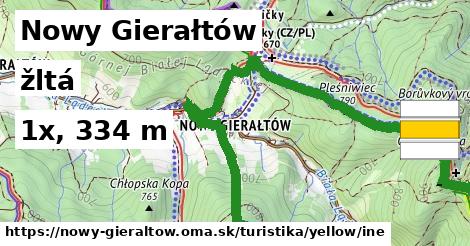 Nowy Gierałtów Turistické trasy žltá iná