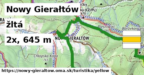 Nowy Gierałtów Turistické trasy žltá 