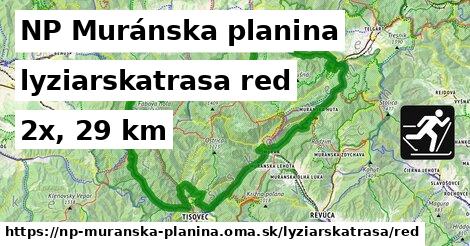 NP Muránska planina Lyžiarske trasy červená 