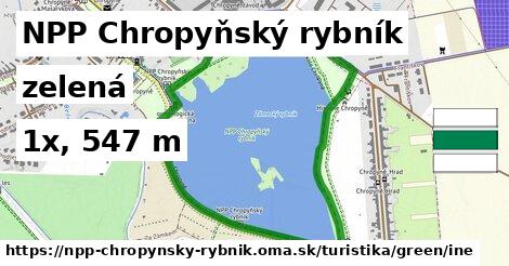 NPP Chropyňský rybník Turistické trasy zelená iná