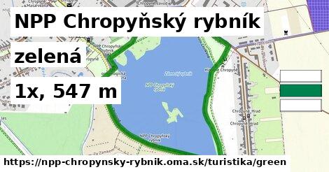 NPP Chropyňský rybník Turistické trasy zelená 