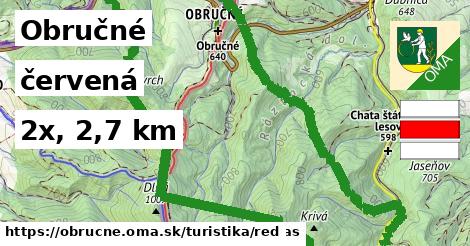 Obručné Turistické trasy červená 