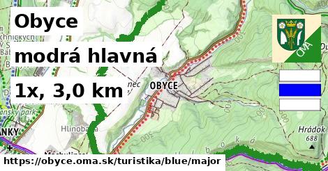 Obyce Turistické trasy modrá hlavná