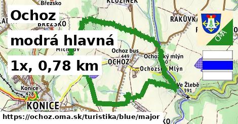 Ochoz Turistické trasy modrá hlavná