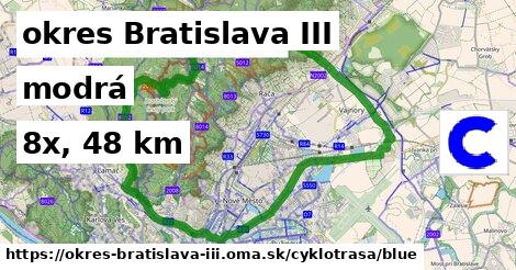 okres Bratislava III Cyklotrasy modrá 