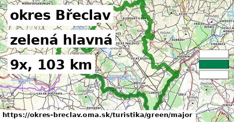 okres Břeclav Turistické trasy zelená hlavná