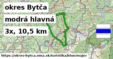 okres Bytča Turistické trasy modrá hlavná