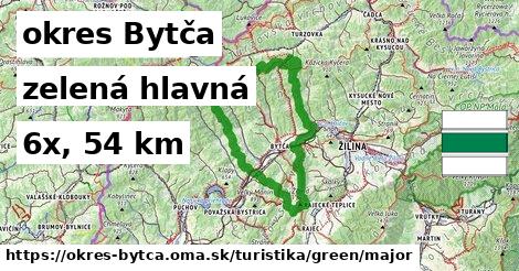 okres Bytča Turistické trasy zelená hlavná