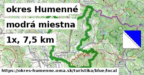 okres Humenné Turistické trasy modrá miestna