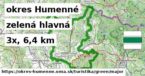 okres Humenné Turistické trasy zelená hlavná