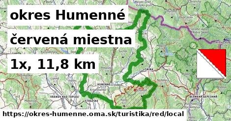 okres Humenné Turistické trasy červená miestna