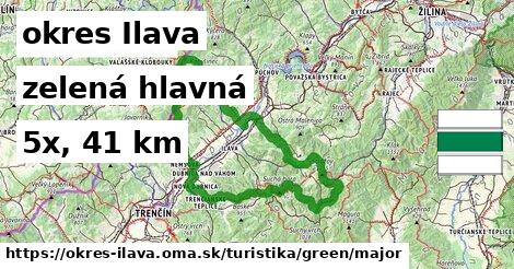okres Ilava Turistické trasy zelená hlavná